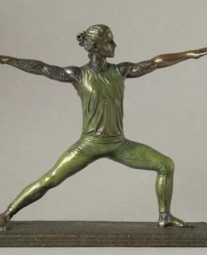 Body Talk man Yoga - Warrior pose, tattoed